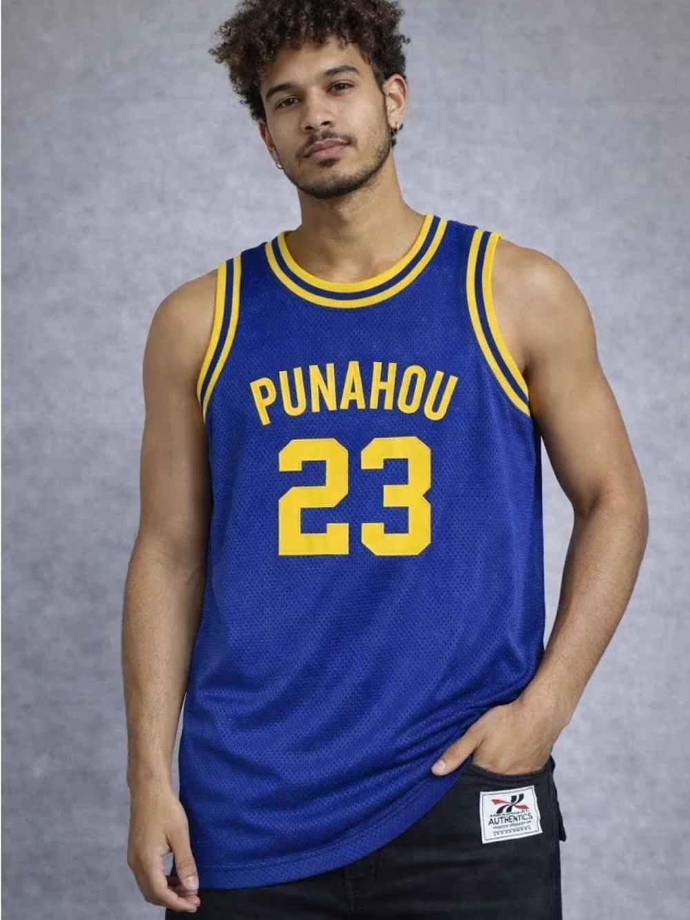 Headgear Classics Punahou 23 Blue & Yellow Basketball Jersey Tank Top